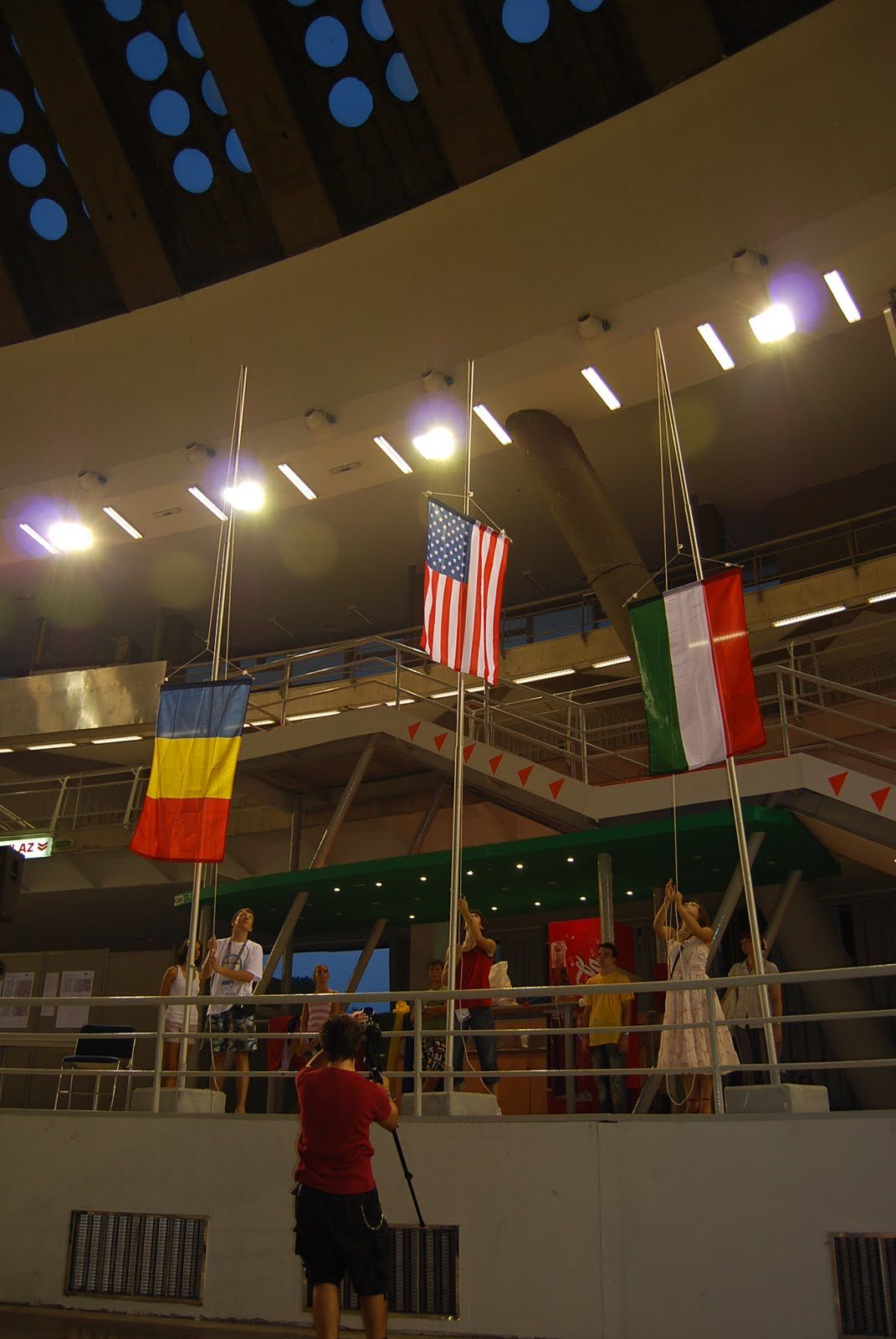 National flags being hoisted up
